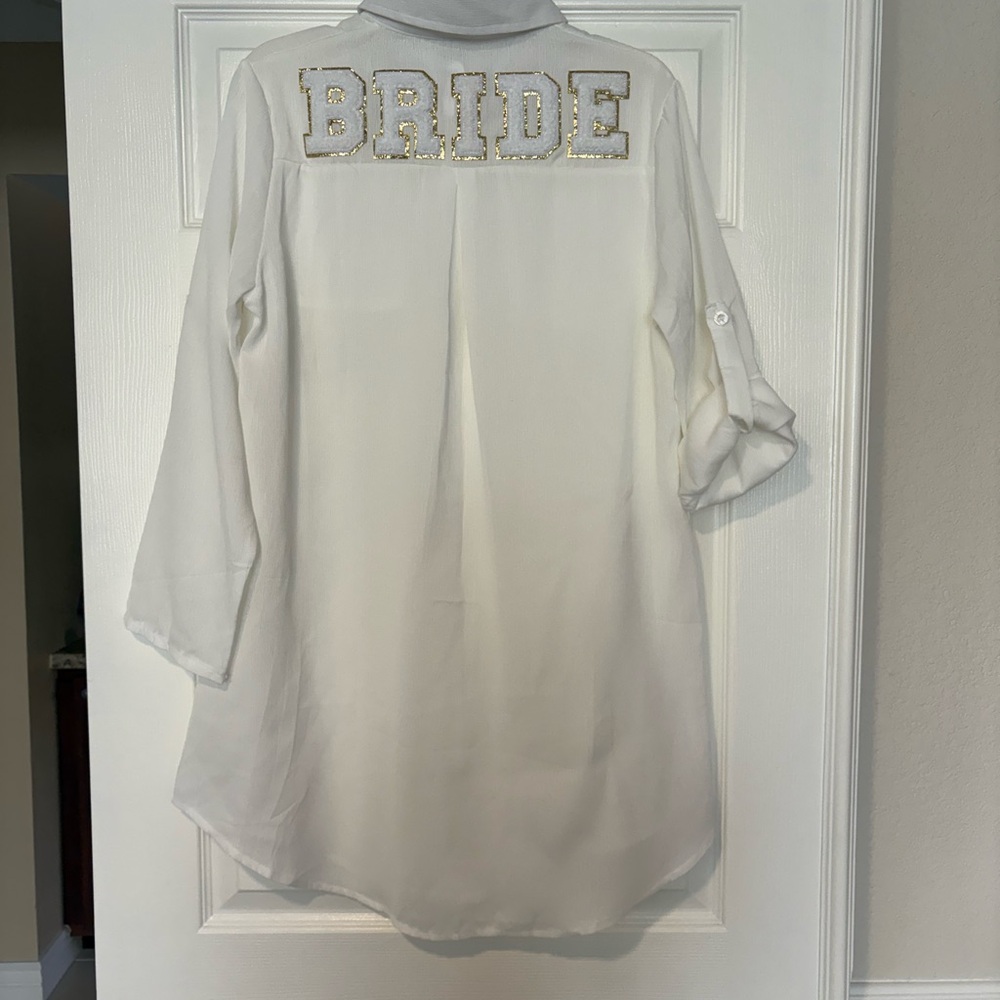 BRIDE white bathing suit cover up or shirt